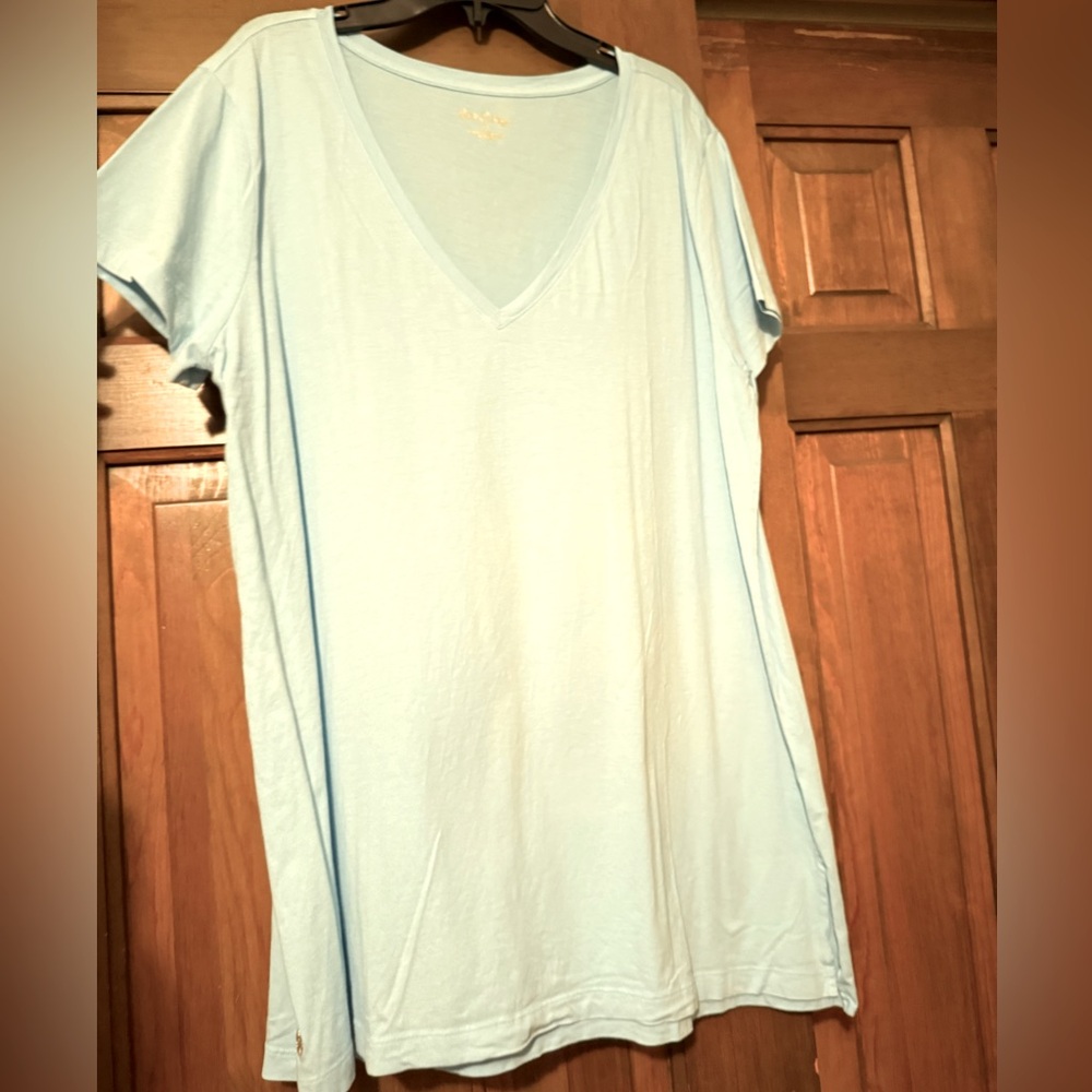Lilly Pulitzer Light Turquoise V-Neck Tee